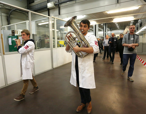 Muntslag van herdenkingsmunt voor 200 jaar UGent in de Koninklijke Munt van België (Brussel)